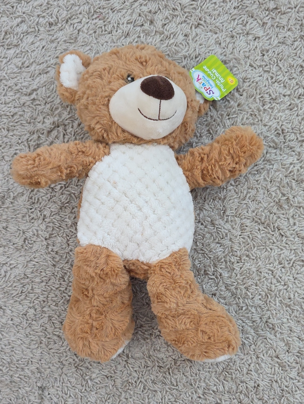Plush Brown and Cream Teddy Bear Stuffed Toy - Soft Cuddly Bear
